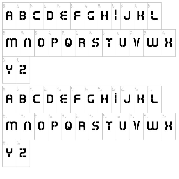 Oxin Army font map